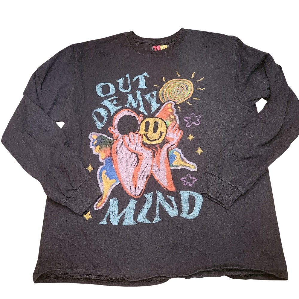 Y2k Teen Hearts Out Of My Mind Black Graphic Shirt teen Large‎ women sm